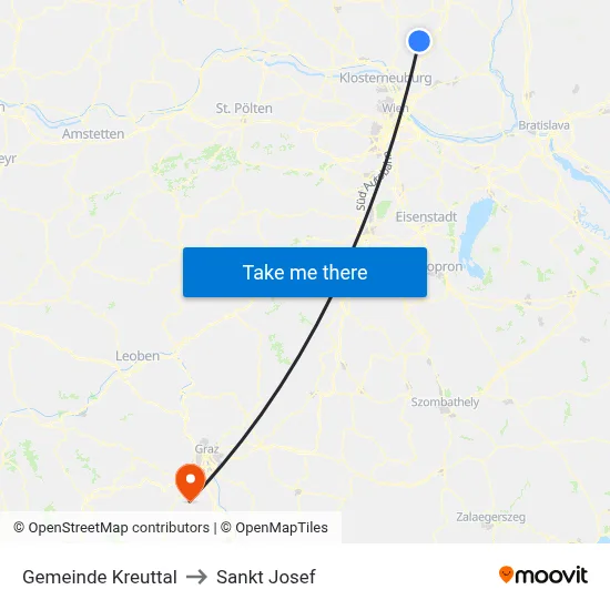Gemeinde Kreuttal to Sankt Josef map