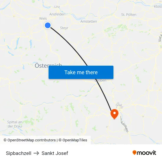 Sipbachzell to Sankt Josef map