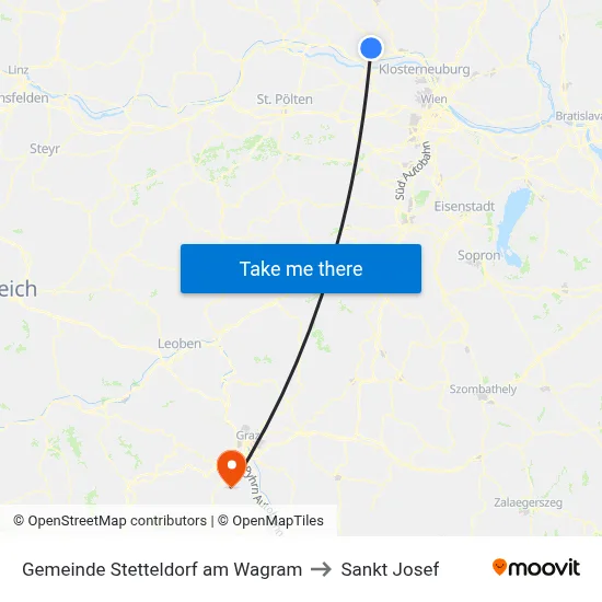 Gemeinde Stetteldorf am Wagram to Sankt Josef map
