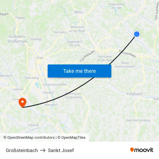 Großsteinbach to Sankt Josef map