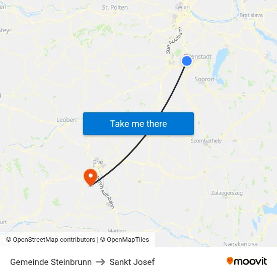 Gemeinde Steinbrunn to Sankt Josef map
