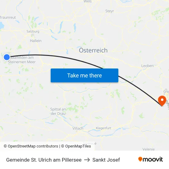 Gemeinde St. Ulrich am Pillersee to Sankt Josef map
