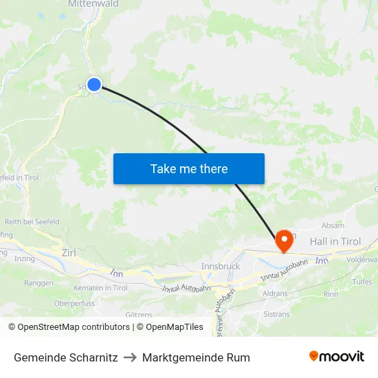 Gemeinde Scharnitz to Marktgemeinde Rum map