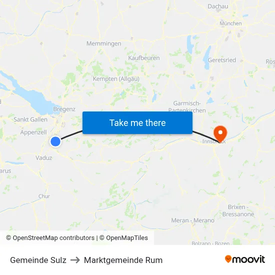 Gemeinde Sulz to Marktgemeinde Rum map