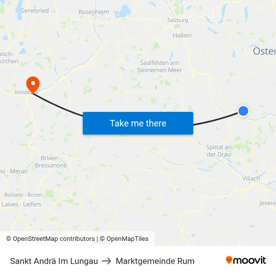 Sankt Andrä Im Lungau to Marktgemeinde Rum map