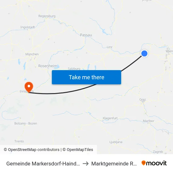 Gemeinde Markersdorf-Haindorf to Marktgemeinde Rum map