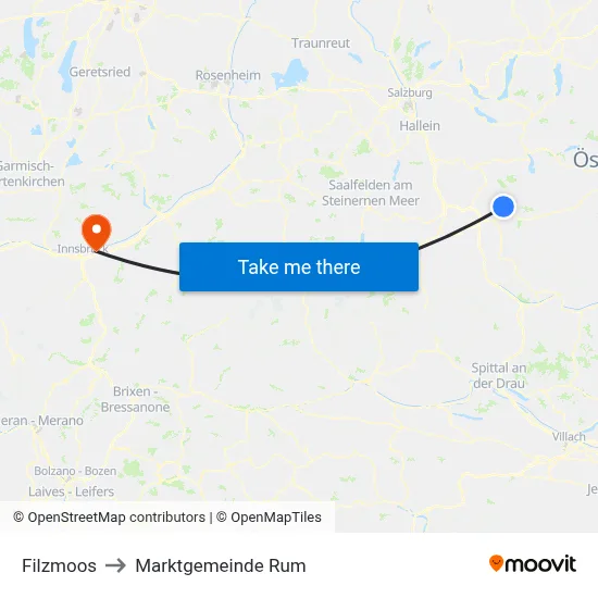 Filzmoos to Marktgemeinde Rum map