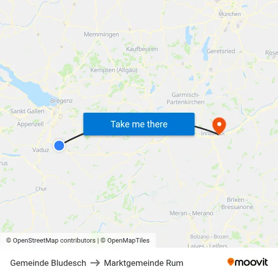 Gemeinde Bludesch to Marktgemeinde Rum map