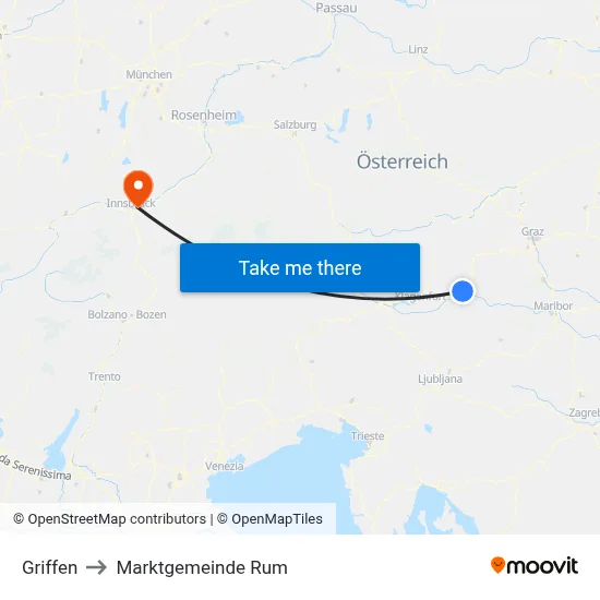 Griffen to Marktgemeinde Rum map