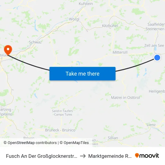 Fusch An Der Großglocknerstraße to Marktgemeinde Rum map