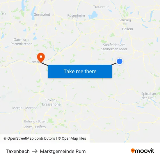 Taxenbach to Marktgemeinde Rum map
