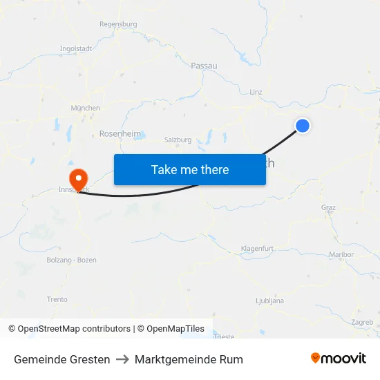 Gemeinde Gresten to Marktgemeinde Rum map