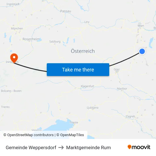 Gemeinde Weppersdorf to Marktgemeinde Rum map