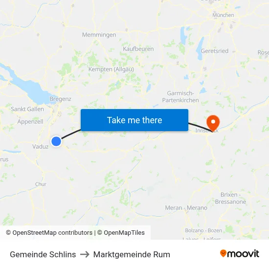 Gemeinde Schlins to Marktgemeinde Rum map