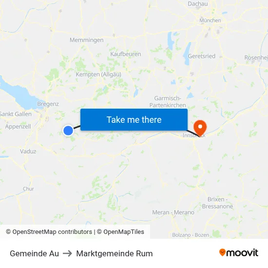 Gemeinde Au to Marktgemeinde Rum map