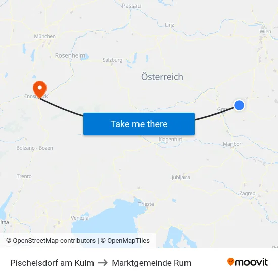 Pischelsdorf am Kulm to Marktgemeinde Rum map
