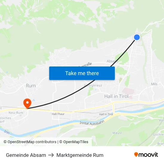 Gemeinde Absam to Marktgemeinde Rum map