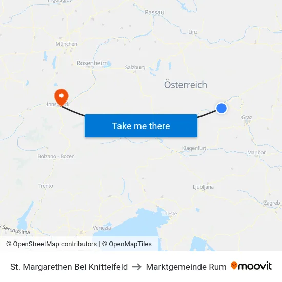 St. Margarethen Bei Knittelfeld to Marktgemeinde Rum map