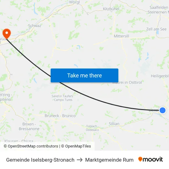 Gemeinde Iselsberg-Stronach to Marktgemeinde Rum map