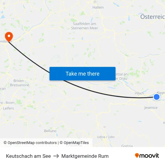 Keutschach am See to Marktgemeinde Rum map