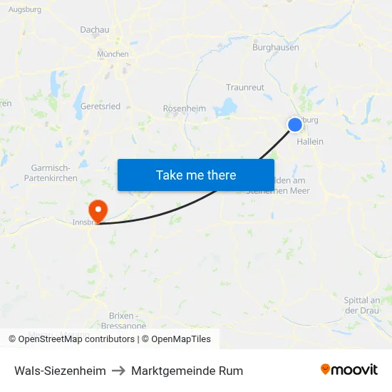 Wals-Siezenheim to Marktgemeinde Rum map