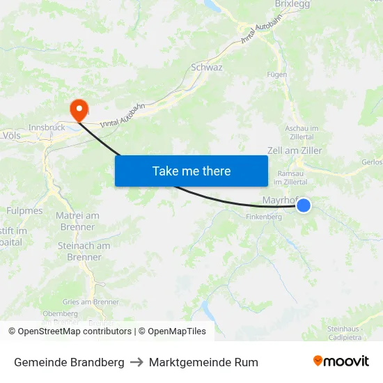 Gemeinde Brandberg to Marktgemeinde Rum map