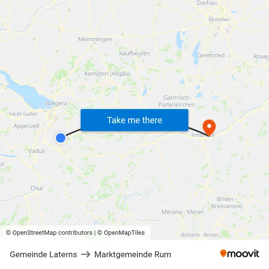 Gemeinde Laterns to Marktgemeinde Rum map