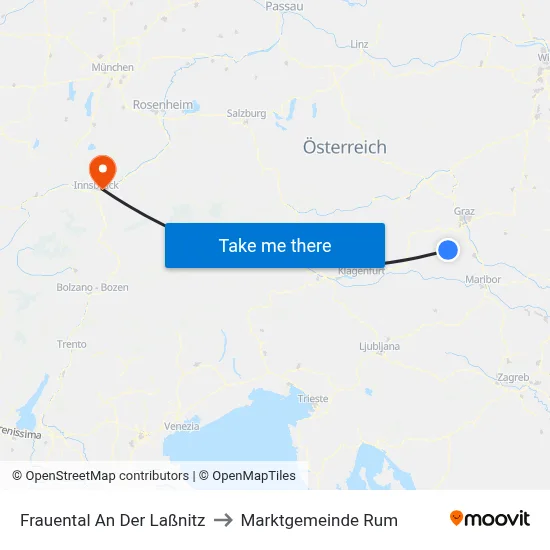 Frauental An Der Laßnitz to Marktgemeinde Rum map