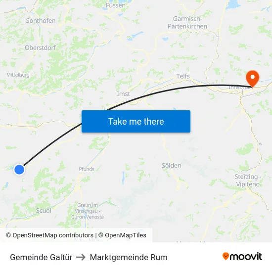 Gemeinde Galtür to Marktgemeinde Rum map