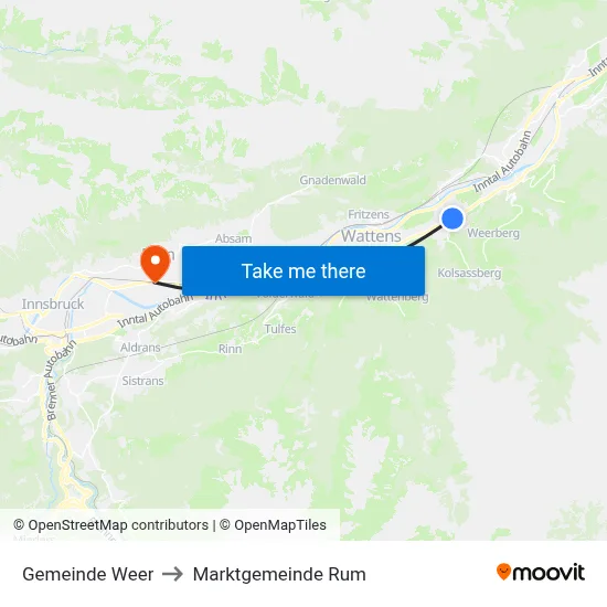 Gemeinde Weer to Marktgemeinde Rum map