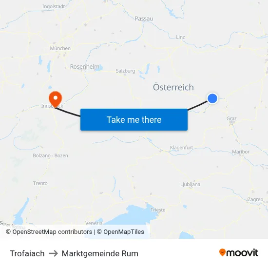 Trofaiach to Marktgemeinde Rum map