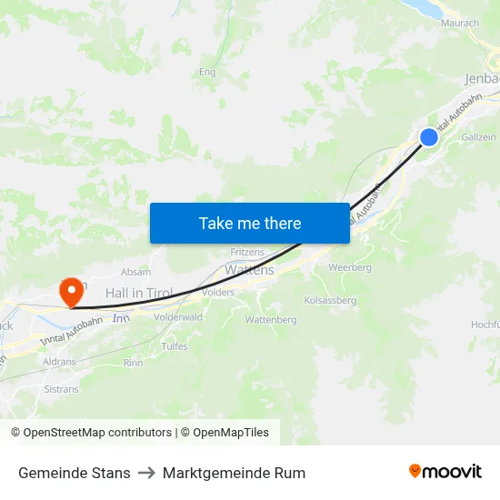 Gemeinde Stans to Marktgemeinde Rum map