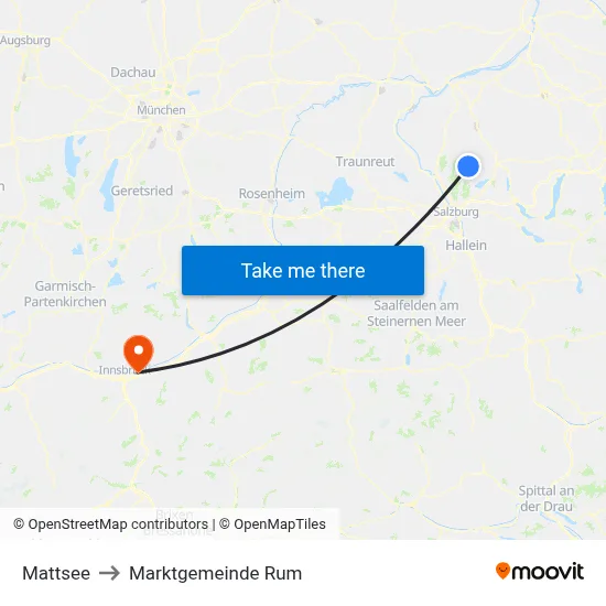 Mattsee to Marktgemeinde Rum map