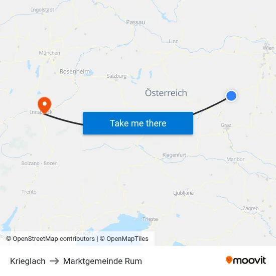 Krieglach to Marktgemeinde Rum map