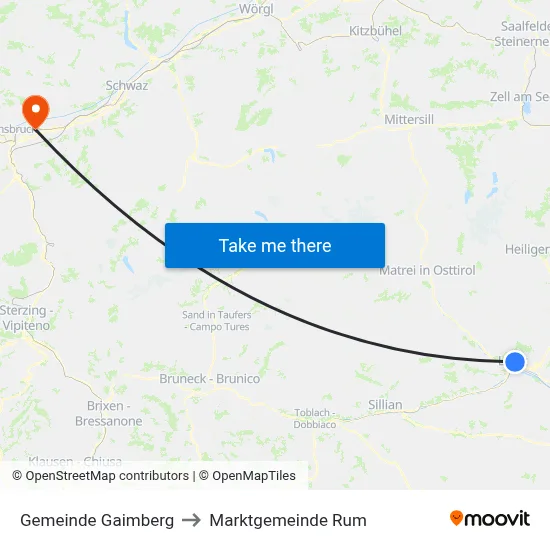 Gemeinde Gaimberg to Marktgemeinde Rum map