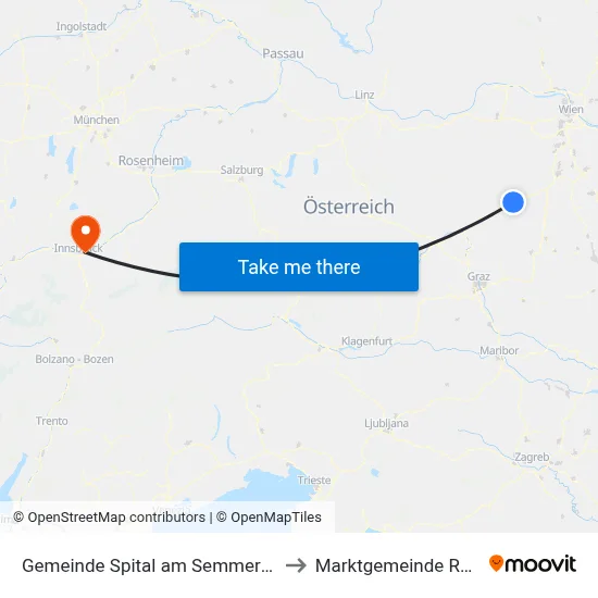 Gemeinde Spital am Semmering to Marktgemeinde Rum map