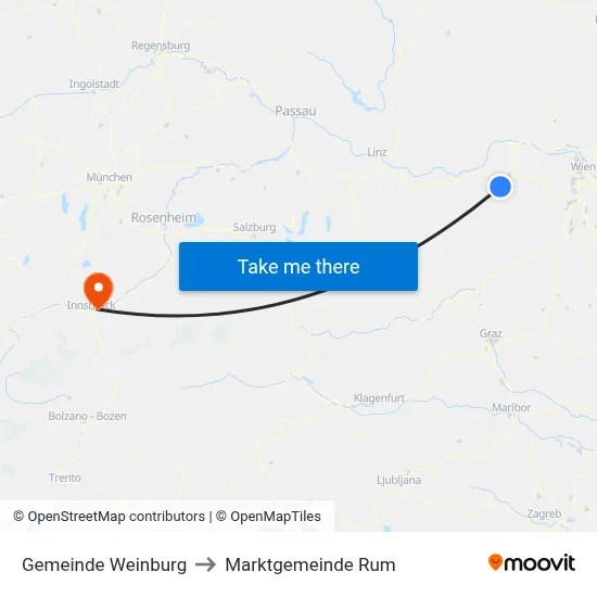 Gemeinde Weinburg to Marktgemeinde Rum map