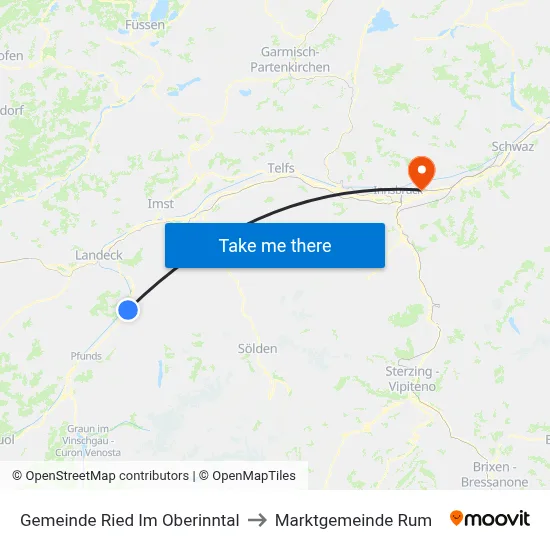 Gemeinde Ried Im Oberinntal to Marktgemeinde Rum map