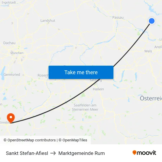 Sankt Stefan-Afiesl to Marktgemeinde Rum map
