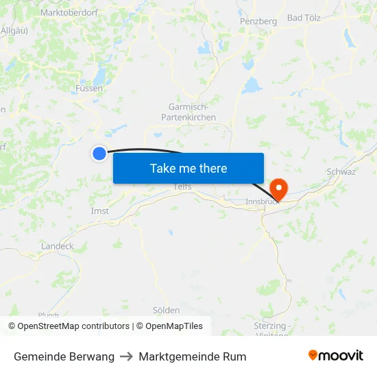 Gemeinde Berwang to Marktgemeinde Rum map