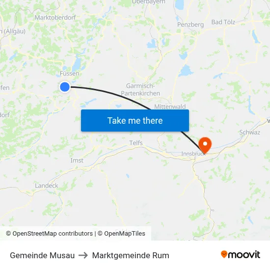Gemeinde Musau to Marktgemeinde Rum map