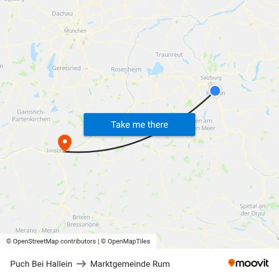 Puch Bei Hallein to Marktgemeinde Rum map