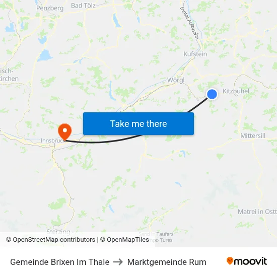 Gemeinde Brixen Im Thale to Marktgemeinde Rum map