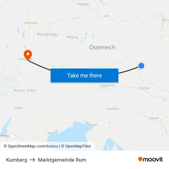 Kumberg to Marktgemeinde Rum map