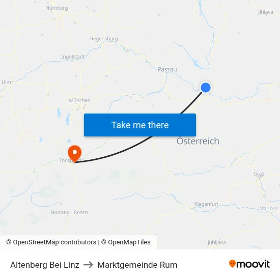 Altenberg Bei Linz to Marktgemeinde Rum map