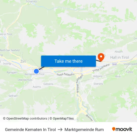 Gemeinde Kematen In Tirol to Marktgemeinde Rum map