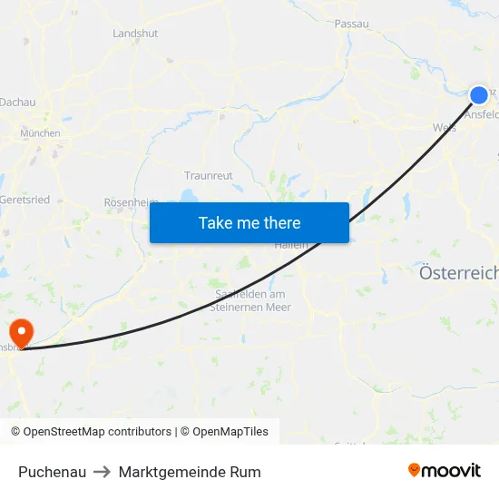 Puchenau to Marktgemeinde Rum map