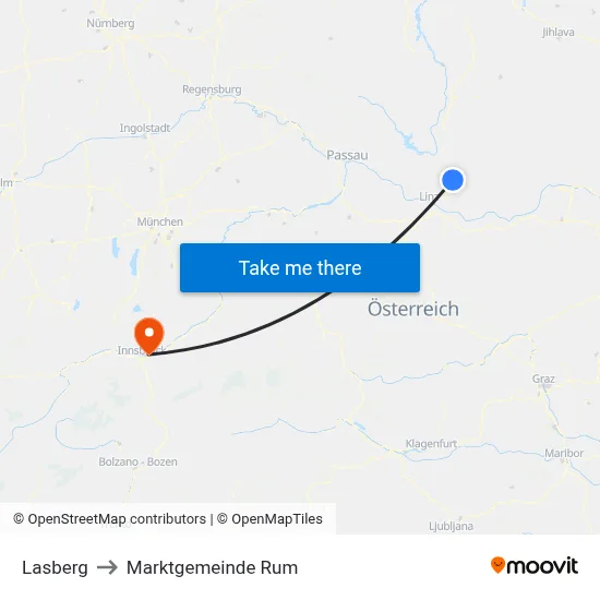 Lasberg to Marktgemeinde Rum map