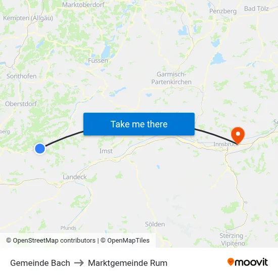 Gemeinde Bach to Marktgemeinde Rum map