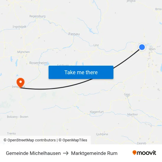 Gemeinde Michelhausen to Marktgemeinde Rum map